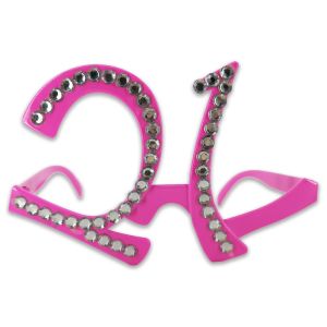 Number-shaped Milestone 21st Birthday Diamante Glasses In Pink