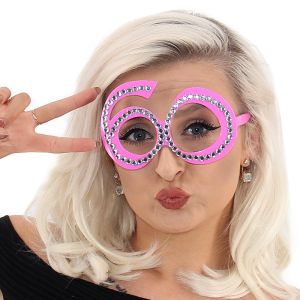 Number-shaped Milestone 60th Birthday Diamante Glasses In Pink
