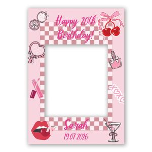 CUSTOM Pink Cherry & Lips Theme Fully Printed Posing Frame – No. 064