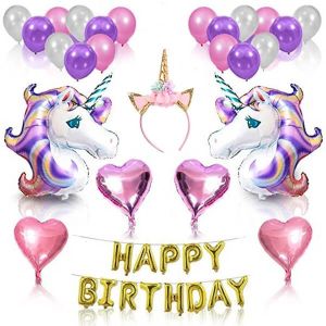 Pink, Purple & Multi Metallic Unicorn Birthday Balloon Set