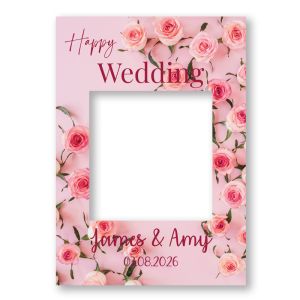 CUSTOM Pink Roses Romantic Wedding Fully Printed Posing Frame – No. 066