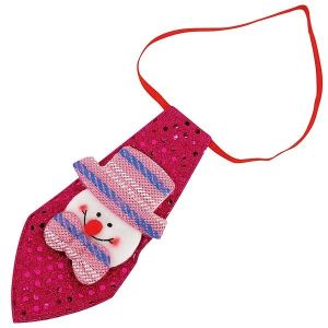 Pink Sequin Snowman Christmas Tie