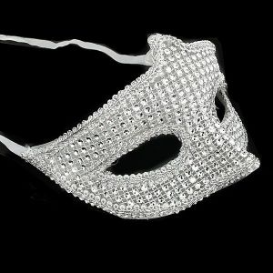 Pointed Style Silver Diamante Masquerade Mask  