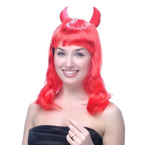 Red Devil Wig With Horns