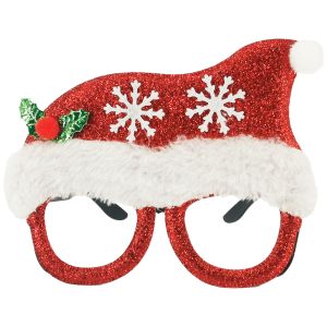 Red Santa Hat With Snowflakes Christmas Glasses