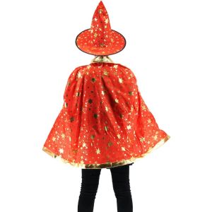 Wizard Witches Hat & Cloak Set In Red