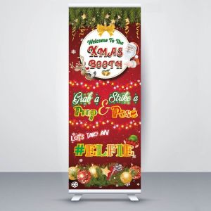 Red Christmas ‘Xmas Booth’ Pop Up Roller Banner