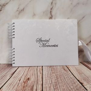 Good Size Rose Patterned Guestbook with Silver ‘Special Memories’ Message With Plain Pages 