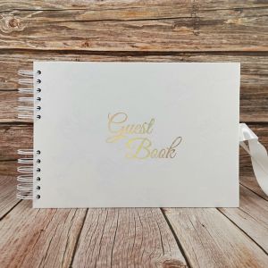 Good Size Rose Patterned Guestbook with Golden ‘Guest Book’ Message With Plain Pages 