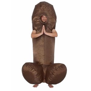 Rude Giant Willy Inflatable Fancy Dress Costume - Brown