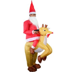 Rudolph Ride Inflatable Christmas Reindeer and Santa Illusion Festive Fancy Dress Costume