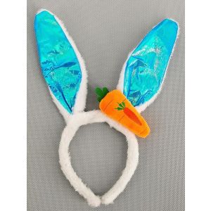 Shiny Carrot Easter Bunny Ears Headband In Blue