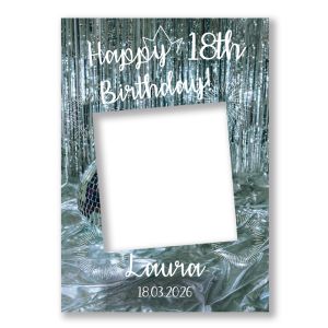 CUSTOM Silver Pom Pom Glam Birthday Fully Printed Posing Frame – No. 072