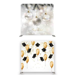 8ft*7.5ft Silver Xmas And Graduation Cap Balloons Backdrop, With or Without Tension Frame