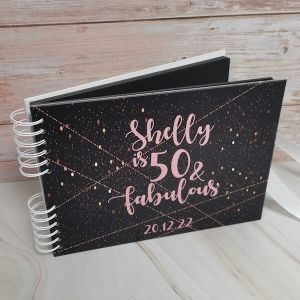 CUSTOM Spacious Confetti Rose Gold Line Style Guestbook with Different Page Style Options