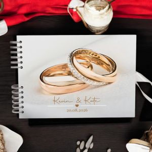 CUSTOM Elegant Wedding Ring Guest Book with Different Page Options - No. 241