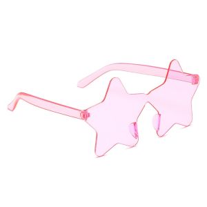 Star Shaped Transparent Candy Coloured Party Glasses - Light Pink