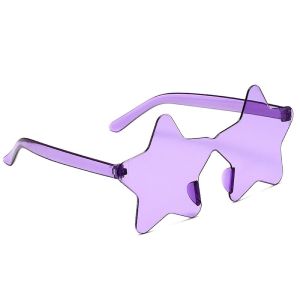Star Shaped Transparent Candy Coloured Party Glasses - Purple
