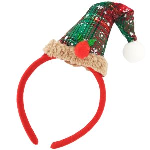 Tartan Christmas Hat With Snowflake And Holly Headband