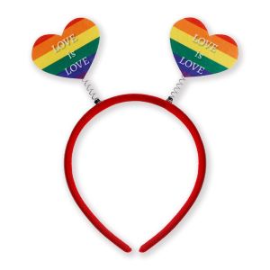 PridePop Rainbow Headband Fun LGBTQ Accessory for Pride Events - Twin Love is Love Hearts