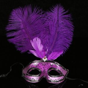 Ultimate Feathered Burlesque Masquerade Mask in Purple