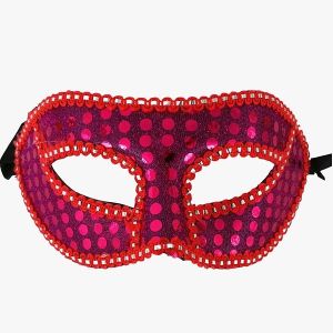 Sequined Venetian Cerise Embroided Masquerade Mask 