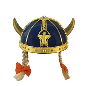 Blue Shield Maid Viking Helmet With Braids & Ribbons