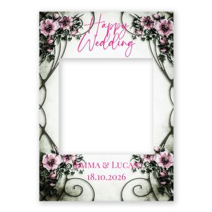 CUSTOM Vintage Flower "Happy Wedding" Fully Printed Posing Frame – No. 055