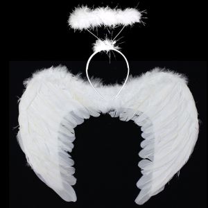 White Feather Angel Wings & Angel Halo Set