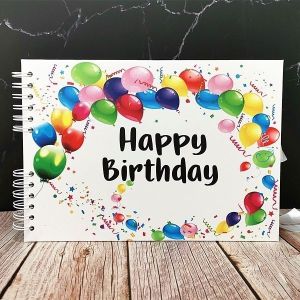 Good Size Colorful Balloons Happy Birthday Guestbook With 6x2 Printed Pages