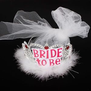 ‘Bride To Be’ Silver Tiara With White Veil