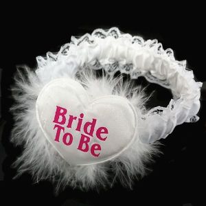 ‘Bride To Be’ White Feather Garter