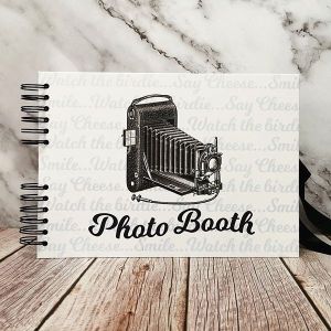 Good Size, White Photo Booth Style Guestbook with 6x2 Slip-in Pages