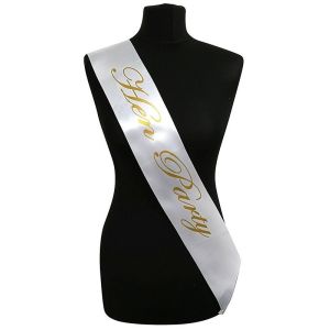 White With Gold Writing ‘Hen Party’ Sash