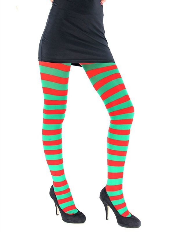Adult Green And Red Striped Tights Ebay